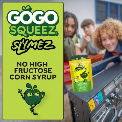 GoGo SqueeZ Fruit SlymeZ Green Apple Fruit Pouches - 35oz/10ct