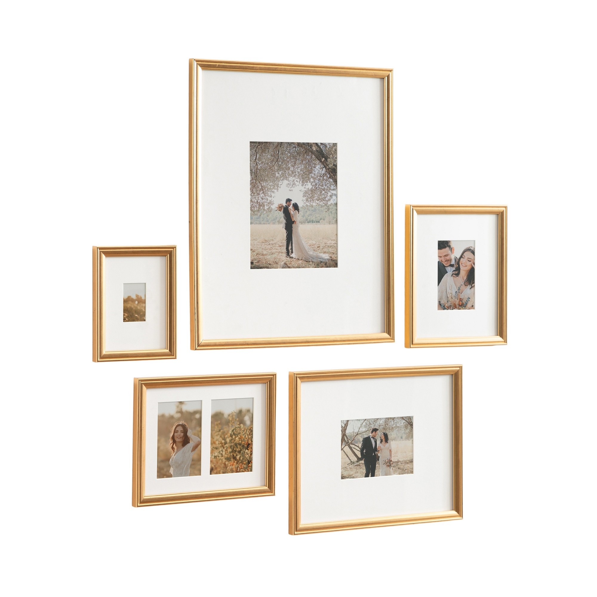 Kate & Laurel All Things Decor (Set of 5) Adlynn Wall Picture Frames Gold