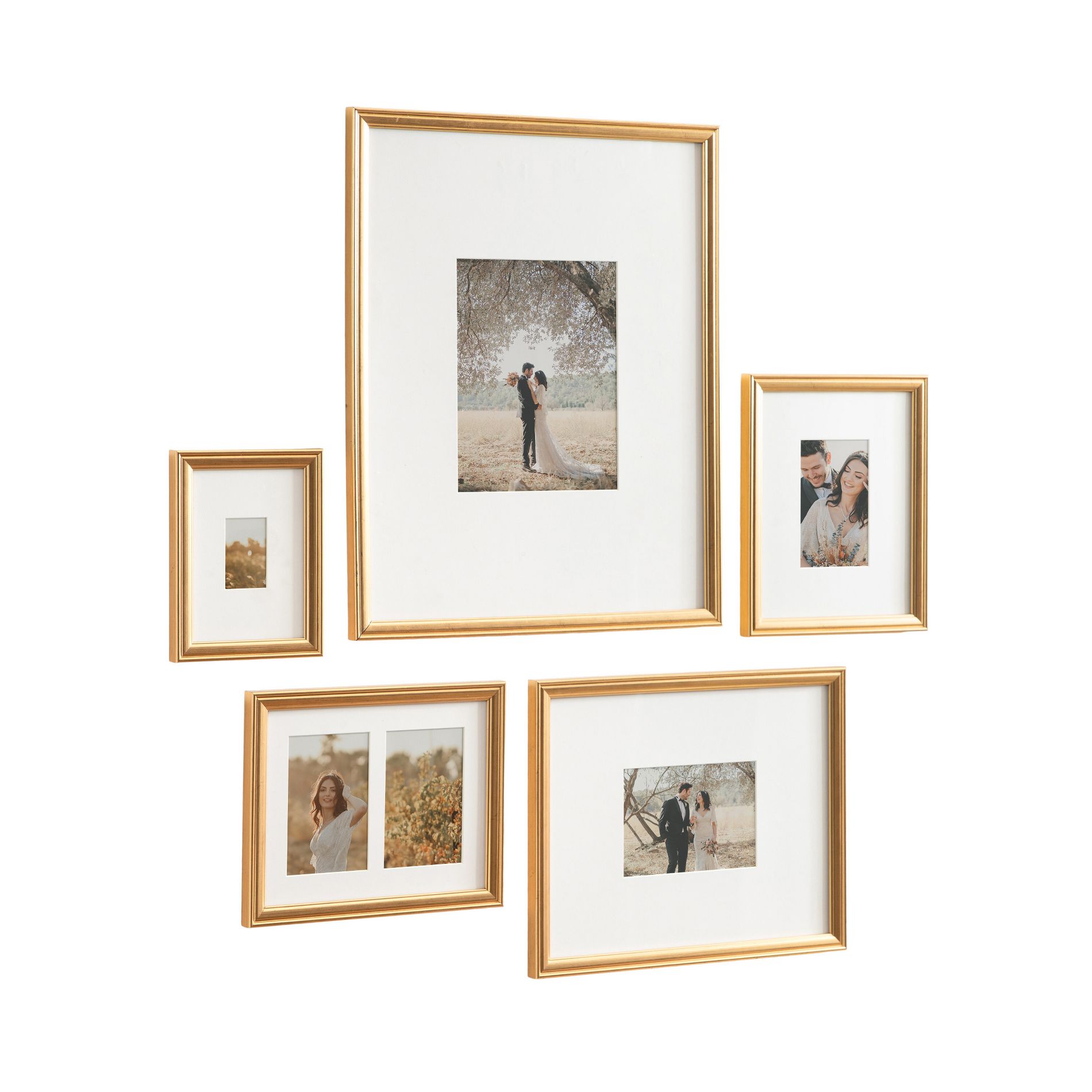 Kate & Laurel All Things Decor (Set of 5) Adlynn Wall Picture Frames Gold