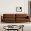 Luck Live Contemporary 86.61 inch Luxury Brown Oil Wax Leather Couch - High-End Vintage Sofa with Sturdy Frame and Cozy Feel Brown - 3 of 4