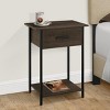 FONTOI End Tables with 2 Tier with Storage Drawer and Shelves, Small Contemporary Side Table Ideal for Living Room, Brown, 26"*14"*4" - 4 of 4