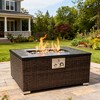 BAOURE 32-inch Brown Rectangular Propane Fire Pit Table, 50,000 BTU Outdoor Gas Fire Pit with Ceramic Tile Top & Wicker Base - 3 of 4