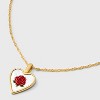 Valentine's Day 14K Gold Dipped Rose Mother of Pearl Heart Pendant Necklace - Ivory/Red - 4 of 4