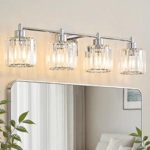 POWLIG 22" 3-Light Vanity Light with Crystal Shades - Modern Dimmable Bathroom Lighting - 1 of 4