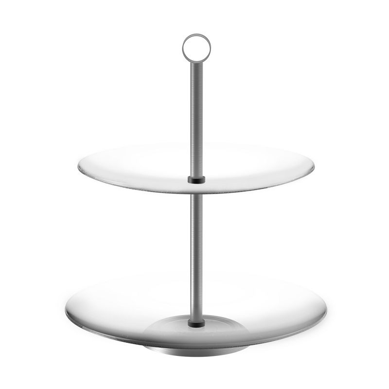 Dessert Tower - 2-Tier Round Glass Display Stand - Great for Cookies, Cupcakes, Pastries, Hors d'oeuvres, and Appetizers by Chef Buddy (Silver), 4 of 7