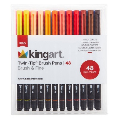 KINGART PRO Twin-Tip™ Brush Pens 48 Colors