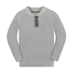 Boys' Organic Long Sleeve Henley Pullover Sweater with Elbow Patches, Kids - 1 of 3