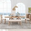 6 PCS Farmhouse Dining Set, Extendable Table and Dining Chairs and Bench, Solid Wood Frame Chair with Polyester Cushion-Coolbibila - 3 of 4
