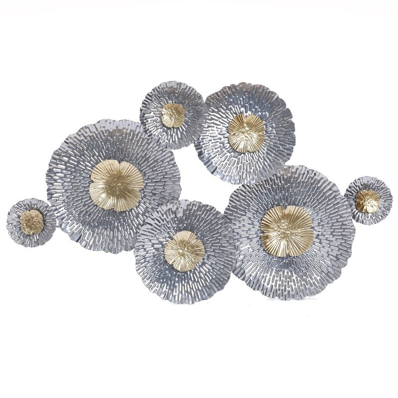 LuxenHome Silver and Gold Flowers Metal Wall Decor, 2 of 12