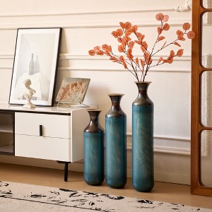 Gulches Decorative Vase Set ¨C Modern Droplet-Shaped Metal Floor Vases in White (3-Piece) - 1 of 4