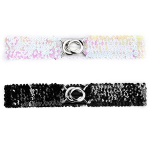 Allegra K Women's Sequins Elastic Interlocking Buckle Waist Belt 50-75cm/19.68-29.52" 2Pcs - 1 of 4