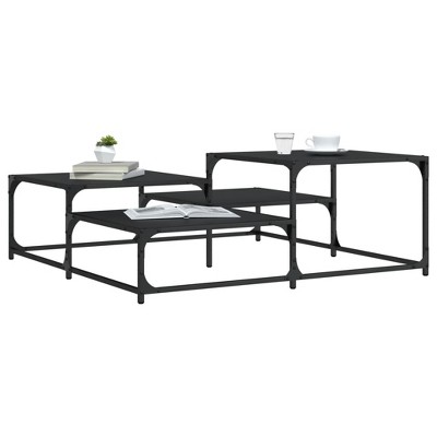 vidaXL Coffee Table Black 42.1 in.x42.1 in.x15.7 in. Engineered Wood