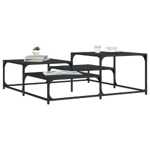 vidaXL Coffee Table Black 42.1 in.x42.1 in.x15.7 in. Engineered Wood - 1 of 4