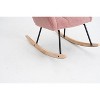 PDTEND Mid Century Modern Teddy Fabric Upholstered Rocking Chair with High Backrest and Pillows - Pink - 4 of 4