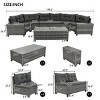 Outdoor 8-Pieces Sectional Sofa Set, Half-Moon Sofa with Glass Tabletop, PE Rattan Sofa with Steel Frame and Removable Cushions–Cuddlewood - 4 of 4