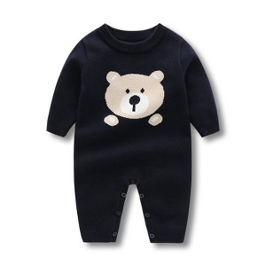 MyKids-Usa Baby Cartoon Bear Pattern Long Sleeve Quality Romper - 1 of 4