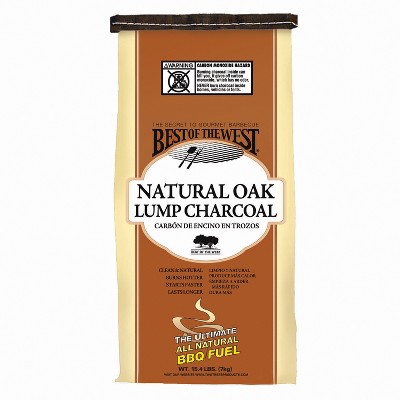 Best of the West All Natural Oak Hard Lump Charcoal for Outdoor Barbecue Grill Cooking, 15.4 Pound Bag