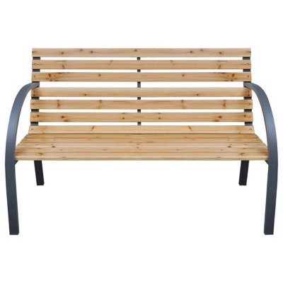 Elegant 44" Solid Fir Wood Patio Bench with Steel Feet