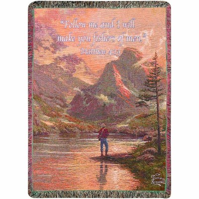 Manual Woodworkers and Weavers Almost Heaven with Verse Tapestry Throw Blanket 50"x60", Cotton, Inspirational Landscape Christian Decor