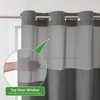 Charcoal Linen Textured Shower Curtain with Snap - in Fabric Liner Set, Hotel Luxury Decor Waterproof Bathroom Shower - 3 of 4