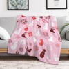 FIONECA Christmas Blanket with Reindeer Snowman Candy Cane Gift and Christmas Stocking Pattern Pink Background 50x60 inches - 3 of 4