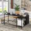 Costway L-shaped Computer Desk with Power Outlet, Drawers, Metal Mesh Shelves Rustic Brown/Black/White - image 4 of 4