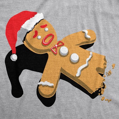 Мужские футболки Crazy Dog T-Shirts, Inc. Half-Eaten Gingerbread Man t-shirt Funny Mens Christmas T-Shirts - Crazy Dog Men's T Shirt Gift For Christmas Light Grey XL — фото 2