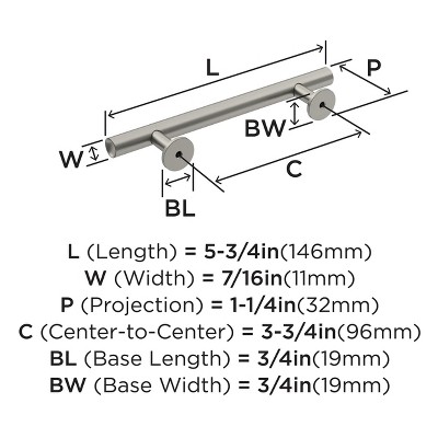 Brushed Nickel 5.75-inch Cabinet Drawer Pull Bar