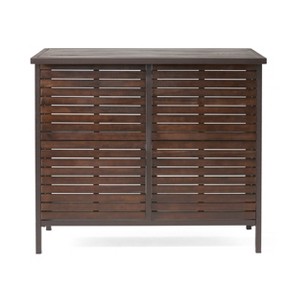 Christopher Knight Home Milos Outdoor Acacia Wood Bar Table, Dark Brown/Rustic Metal - 1 of 4