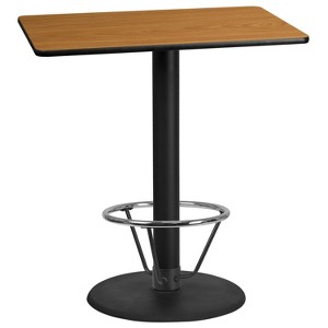 Flash Furniture 30'' x 42'' Rectangular Natural Laminate Table Top with 24'' Round Bar Height Table Base and Foot Ring - 1 of 1
