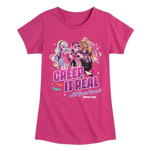 Girls' - Monster High - Clawdeen Draculaura Lagoona Creep It Real All Year Round Fitted Short Sleeve Graphic T-Shirt - 1 of 3