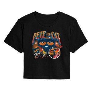 Women's - Pete the Cat - Collage Cropped Graphic T-Shirt - 1 of 4