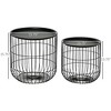 Nesting Coffee Tables, Round Coffee Table Set of 2 with Steel Wired Basket Body and Removable Top,End Tables Blanket Storage for Living Room, Black - 3 of 4