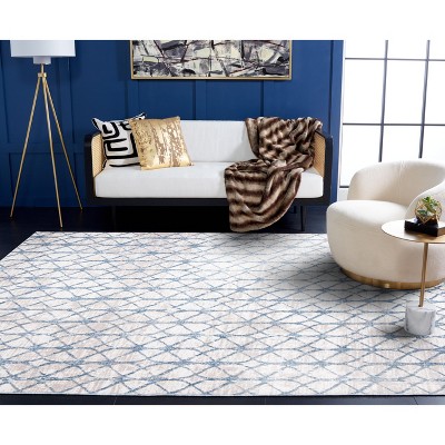 Amelia 3' x 3' Square Grey and Blue Synthetic Rug
