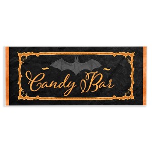 Stupell Industries Spooky Candy Bar Sign Halloween Bat Orange Black Wall Plaque Art, 17" x 7" - 1 of 4