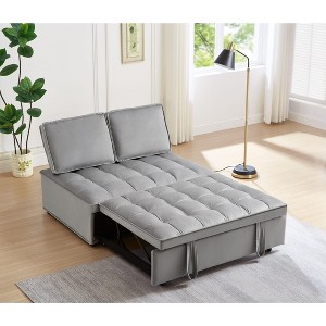 CAVINAS Armless Convertible Sleeping Single Sofa Bed Velvet Upholstered Couch with Removable Back for Apartment - 1 of 4