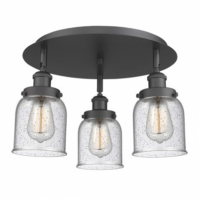 Bell - 3 Light Flush Mount In Art Deco Style-9.25 Inches Tall and 16.75 Inches Wide