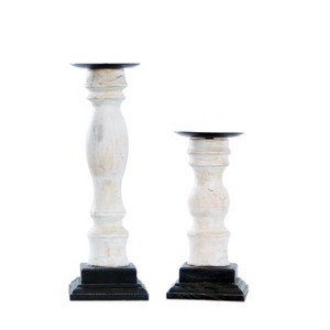 VIP Wood 9.5 in. White Candle Holders Set of 2 - 1 of 4