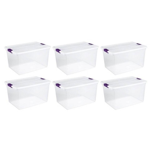 Sterilite 6 Qt Clear View Box Clear with Latches Purple