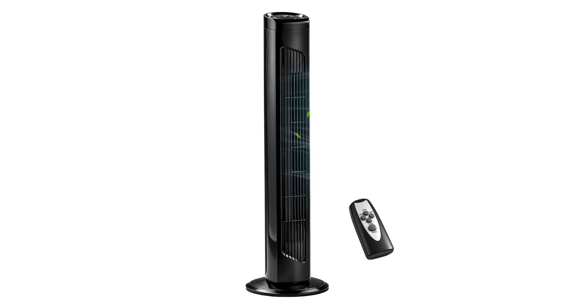 Karl Home 34 inch 3 Speeds Oscillating Tower Fan in Black with Remote Control and Timer