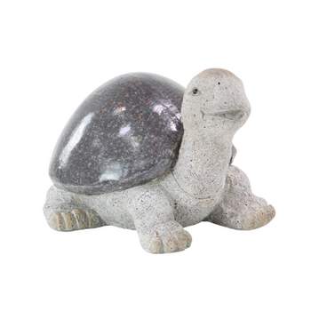 10" x 13" Magnesium Oxide Country Turtle Garden Sculpture White - Olivia & May