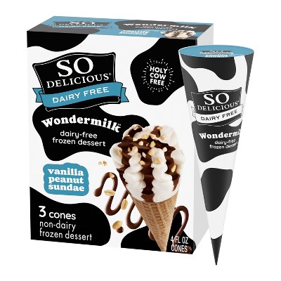 So Delicious Wondermilk Cones Vanilla Peanut Sundae Frozen Dessert - 12 ...