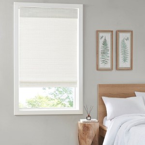 Dsvimoy Curtain Panel Bamboo Light Filtering Roman Shade for Living Room, White, 7.87"*10.04"*7.87" - 1 of 4