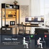 U Shaped Computer Desk with Monitor Stand and LED Lights, Computer Gaming Desk with Storage Shelves - 3 of 4