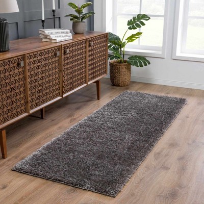Faina Medium Gray Plush Shag Washable Rug 4' x 5'7"