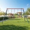 Gymax 2-in-1 Outdoor Swing Set Heavy-duty Steel Swing Stand w/ Glider & 2 U-shaped Swings w/ Adjustable Height - 2 of 4