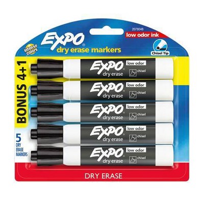 4pk Dry Erase Marker Chisel Tip Black 
