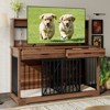 VisioGear Dog Crate with 2 Storage Drawers and Shelves, Side End Table for 2 Dogs with Divider Locks, Brown, 55.1"*23.6"*55.25" - 2 of 4