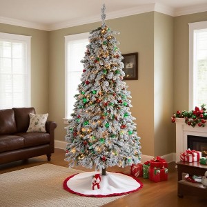 Christmas Decorations Snow-Flocked Artificial Christmas Tree Realistic PE Spruce with Dense Branch Tips,Premium Pre-Lit Tree for Living Room,Entryway - 1 of 4