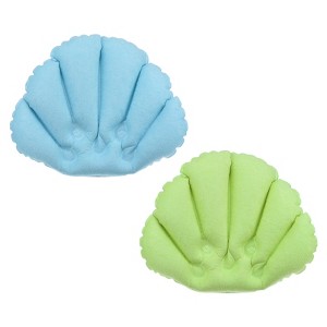 Unique Bargains PVC Terry Cloth Inflatable Bath Pillow with Suction Cups 2 Pcs - 1 of 4